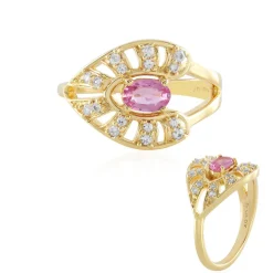 Nicht erhitzter Pinkfarbener Ceylon-Saphir-Silberring