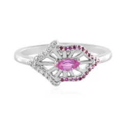 Nicht erhitzter Pinkfarbener Ceylon-Saphir-Silberring