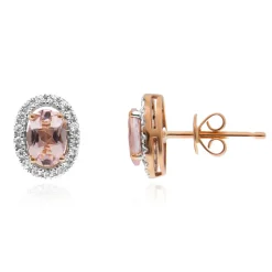 Nicht erhitzter Pinkfarbener Beryll-Goldohrringe