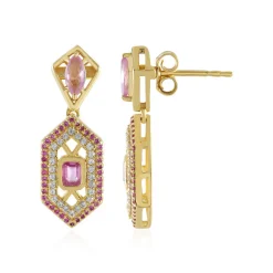 Nicht erhitzter Pinkfarbener Ceylon-Saphir-Silberohrringe