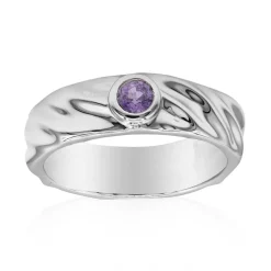 Nicht erhitzter Purpurfarbener Ceylon-Saphir-Silberring