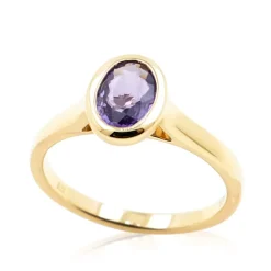 Nicht erhitzter Purpurfarbener Ceylon-Saphir-Goldring