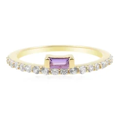 Nicht erhitzter Purpurfarbener Ceylon-Saphir-Silberring