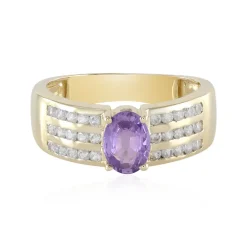 Nicht erhitzter Purpurfarbener Ceylon-Saphir-Goldring (Adela Gold)