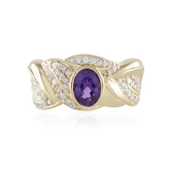 Nicht erhitzter Purpurfarbener Ceylon-Saphir-Goldring (de Melo)