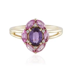 Nicht erhitzter Purpurfarbener Ceylon-Saphir-Goldring