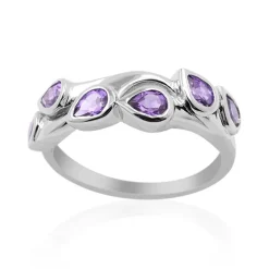 Nicht erhitzter Purpurfarbener Ceylon-Saphir-Silberring