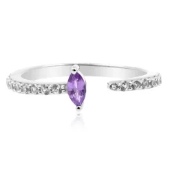 Nicht erhitzter Purpurfarbener Ceylon-Saphir-Silberring