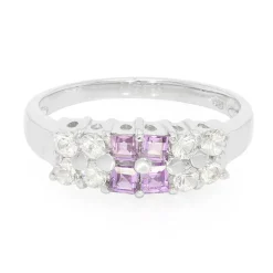 Nicht erhitzter Purpurfarbener Ceylon-Saphir-Silberring