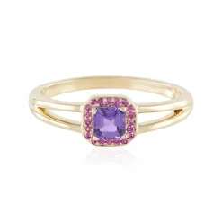 Nicht erhitzter Purpurfarbener Ceylon-Saphir-Goldring