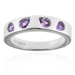 Nicht erhitzter Purpurfarbener Ceylon-Saphir-Silberring