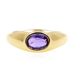 Nicht erhitzter Purpurfarbener Ceylon-Saphir-Goldring