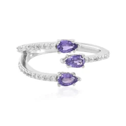 Nicht erhitzter Purpurfarbener Ceylon-Saphir-Silberring (Adela Silber)