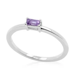 Nicht erhitzter Purpurfarbener Ceylon-Saphir-Silberring