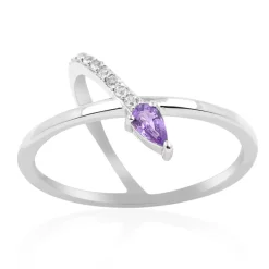 Nicht erhitzter Purpurfarbener Ceylon-Saphir-Silberring