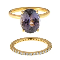 Nicht erhitzter Tansanit-Goldringe