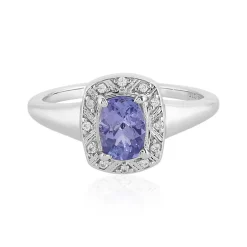 Nicht erhitzter Tansanit-Silberring