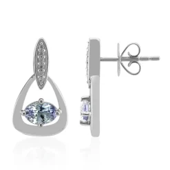 Nicht erhitzter Tansanit-Silberohrringe (Pallanova)