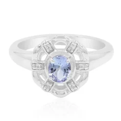 Nicht erhitzter Tansanit-Silberring