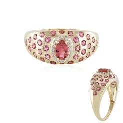 Nigerianischer Pinkfarbener Turmalin-Goldring (Adela Gold)