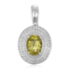 Oliven-Quarz-Silberanhänger