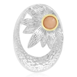 Oranger Mondstein-Silberanhänger