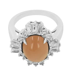 Oranger Mondstein-Silberring