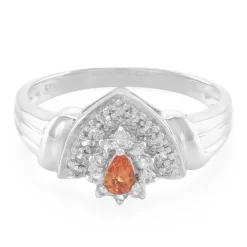 Oranger Saphir-Silberring