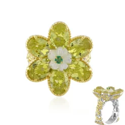 Ouro Verde-Quarz-Silberring (Gems en Vogue)