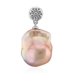 Pfirsichfarbene Süßwasserzuchtperlen-Silberanhänger (TPC)