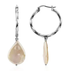 Pfirsichfarbene Süßwasserzuchtperlen-Silberohrringe (TPC)