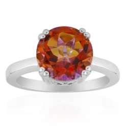 Pfirsichfarbener Mystik-Quarz-Silberring