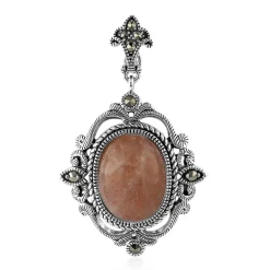 Pfirsich-Mondstein-Silberanhänger (Annette classic)