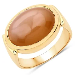 Pfirsich-Mondstein-Silberring