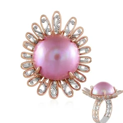 Pinkfarbene Mabe-Perlen-Silberring (Gems en Vogue)