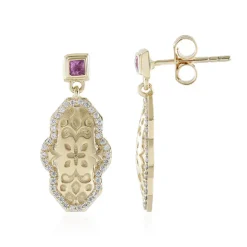 Pinkfarbener Ceylon-Saphir-Goldohrringe