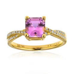 Pinkfarbener Diaspor-Goldring (AMAYANI)