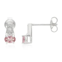 Pinkfarbener Kupfer-Turmalin-Silberohrringe