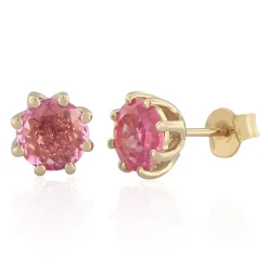 Pinkfarbener Madagaskar-Saphir-Goldohrringe (de Melo)