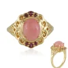 Pinkfarbener Opal-Silberring