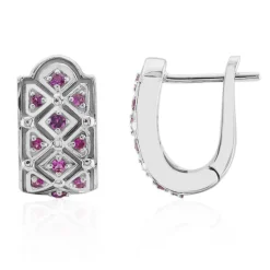 Pinkfarbener Saphir-Silberohrringe (Remy Rotenier)