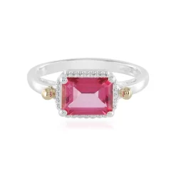 Pinkfarbener Topas-Silberring mit Gold (Granulieren)