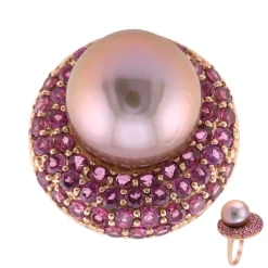 Purpurfarbene Ming-Perlen-Silberring