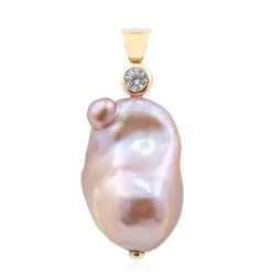 Purpurfarbene Süßwasserzuchtperlen-Goldanhänger