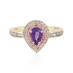 Purpurfarbener Ceylon-Saphir-Goldring (Adela Gold)