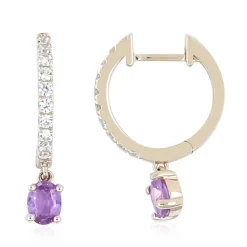 Purpurfarbener Ceylon-Saphir-Goldohrringe