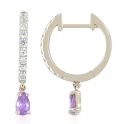 Purpurfarbener Ceylon-Saphir-Goldohrringe