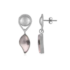 Purpurfarbener Chalzedon-Silberohrringe (Bali Barong)