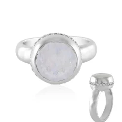 Regenbogen-Mondstein-Messingring (Juwelo Style)