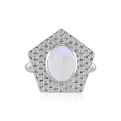 Regenbogen-Mondstein-Silberring